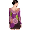 Floral Card Template Bright Colorful Dahlia Flowers Pattern Background Long Sleeve Bodycon Dress View2