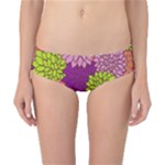 Floral Card Template Bright Colorful Dahlia Flowers Pattern Background Classic Bikini Bottoms