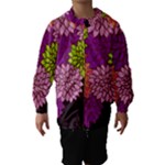 Floral Card Template Bright Colorful Dahlia Flowers Pattern Background Hooded Wind Breaker (Kids)
