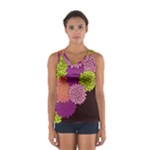 Floral Card Template Bright Colorful Dahlia Flowers Pattern Background Women s Sport Tank Top 
