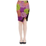 Floral Card Template Bright Colorful Dahlia Flowers Pattern Background Midi Wrap Pencil Skirt