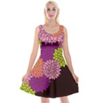 Floral Card Template Bright Colorful Dahlia Flowers Pattern Background Reversible Velvet Sleeveless Dress