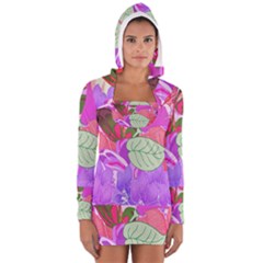 Abstract Design With Hummingbirds Women s Long Sleeve Hooded T-shirt by Nexatart