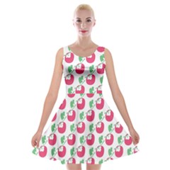 Fruit Pink Green Mangosteen Velvet Skater Dress