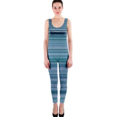 Horizontal Line Blue Onepiece Catsuit by Mariart