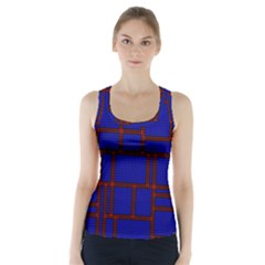 Line Plaid Red Blue Racer Back Sports Top by Mariart