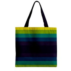 Neon Stripes Line Horizon Color Rainbow Yellow Blue Purple Black Zipper Grocery Tote Bag