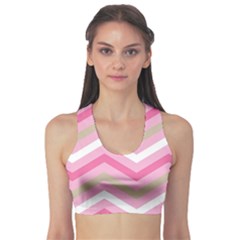 Pink Red White Grey Chevron Wave Sports Bra by Mariart