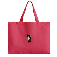 Minimalism Cat Pink Animals Zipper Mini Tote Bag