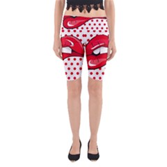 Sexy Lips Red Polka Dot Yoga Cropped Leggings by Mariart