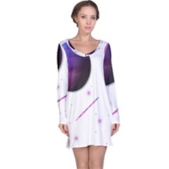 Space Transparent Purple Moon Star Long Sleeve Nightdress by Mariart