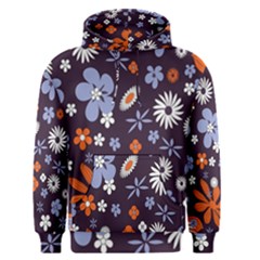 Bright Colorful Busy Large Retro Floral Flowers Pattern Wallpaper Background Men s Pullover Hoodie by Nexatart