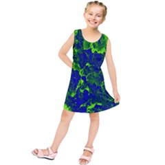 Abstract Green And Blue Background Kids  Tunic Dress by Nexatart