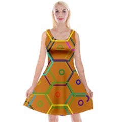 Color Bee Hive Color Bee Hive Pattern Reversible Velvet Sleeveless Dress by Nexatart