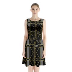 Simple Art Deco Style Art Pattern Sleeveless Chiffon Waist Tie Dress by Nexatart