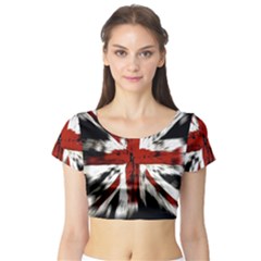 British Flag Short Sleeve Crop Top (tight Fit) by Nexatart