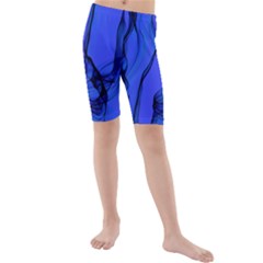 Blue Velvet Ribbon Background Kids  Mid Length Swim Shorts by Nexatart