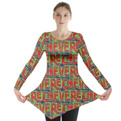 Typographic Graffiti Pattern Long Sleeve Tunic  by dflcprintsclothing