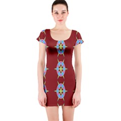 Geometric Seamless Pattern Digital Computer Graphic Wallpaper Short Sleeve Bodycon Dress by Nexatart
