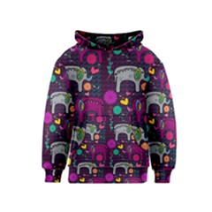 Love Colorful Elephants Background Kids  Pullover Hoodie by Nexatart