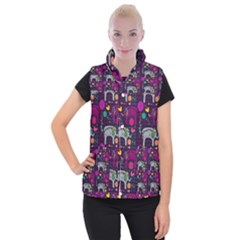 Love Colorful Elephants Background Women s Button Up Puffer Vest by Nexatart