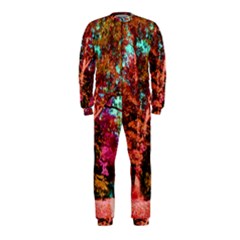 Abstract Fall Trees Saturated With Orange Pink And Turquoise Onepiece Jumpsuit (kids) by Nexatart