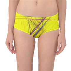 Fractal Color Parallel Lines On Gold Background Mid-waist Bikini Bottoms by Nexatart