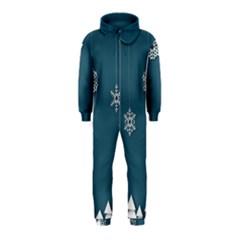 Blue Snowflakes Christmas Trees Hooded Jumpsuit (kids) by Mariart