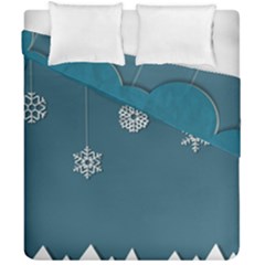 Blue Snowflakes Christmas Trees Duvet Cover Double Side (california King Size)