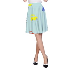Car Yellow Blue Orange A-line Skirt by Mariart