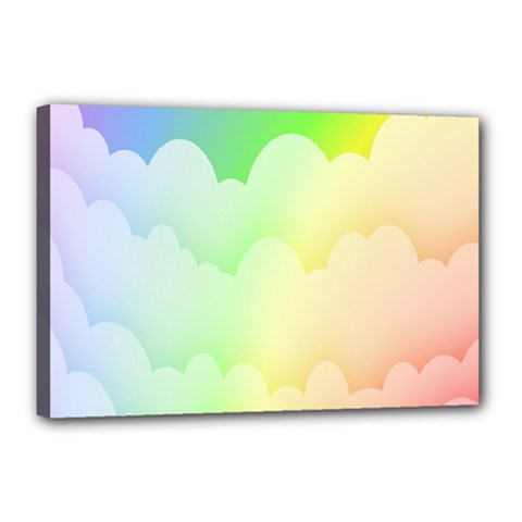 Cloud Blue Sky Rainbow Pink Yellow Green Red White Wave Canvas 18  X 12 