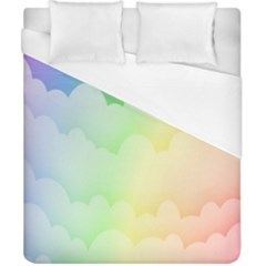 Cloud Blue Sky Rainbow Pink Yellow Green Red White Wave Duvet Cover (california King Size) by Mariart