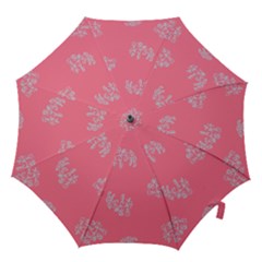 Branch Berries Seamless Red Grey Pink Hook Handle Umbrellas (medium) by Mariart