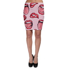 Lipstick Lip Red Polka Dot Circle Bodycon Skirt by Mariart