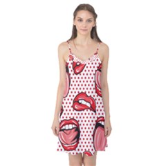 Lipstick Lip Red Polka Dot Circle Camis Nightgown by Mariart