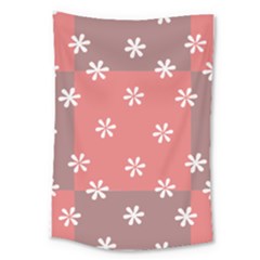 Seed Life Seamless Remix Flower Floral Red White Large Tapestry