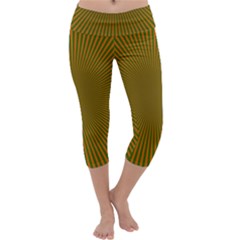 Stripy Starburst Effect Light Orange Green Line Capri Yoga Leggings by Mariart