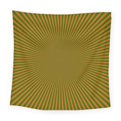 Stripy Starburst Effect Light Orange Green Line Square Tapestry (large)