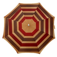 Vintage Striped Polka Dot Red Brown Straight Umbrellas by Mariart