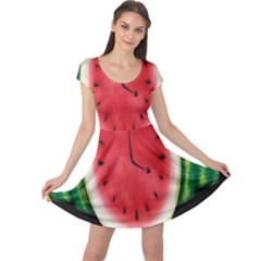 Watermelon Slice Red Orange Green Black Fruite Time Cap Sleeve Dresses by Mariart