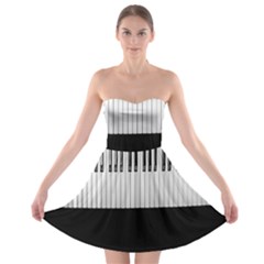 Piano Keys On The Black Background Strapless Bra Top Dress by Nexatart