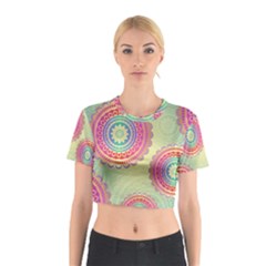 Abstract Geometric Wheels Pattern Cotton Crop Top by LovelyDesigns4U