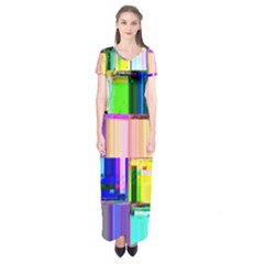 Glitch Art Abstract Short Sleeve Maxi Dress by Nexatart