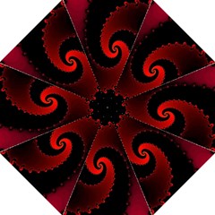 Red Fractal Spiral Folding Umbrellas