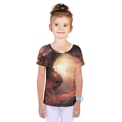 3d Illustration Of A Mysterious Place Kids  One Piece Tee by Nexatart
