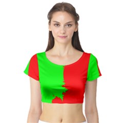 Critical Points Line Circle Red Green Short Sleeve Crop Top (tight Fit) by Mariart
