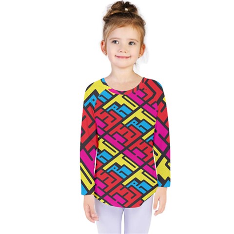 Color Red Yellow Blue Graffiti Kids  Long Sleeve Tee by Mariart