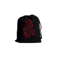 Dendron Diffusion Aggregation Flower Floral Leaf Red Black Drawstring Pouches (small)  by Mariart
