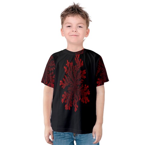 Dendron Diffusion Aggregation Flower Floral Leaf Red Black Kids  Cotton Tee by Mariart