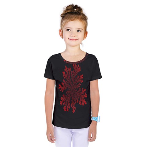 Dendron Diffusion Aggregation Flower Floral Leaf Red Black Kids  One Piece Tee by Mariart